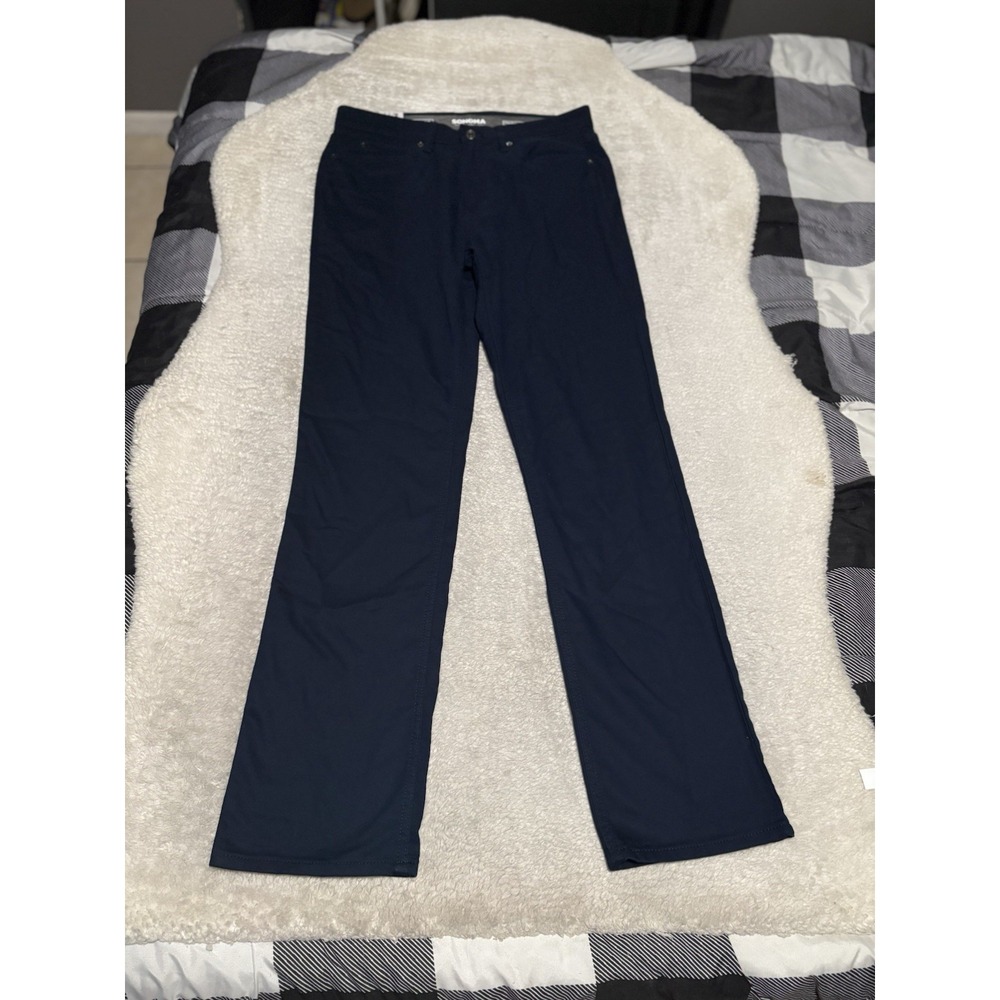 Sonoma Everyday All Day Pants Mens 32x34 Blue Straight Fit Flexwear Waist NEW
